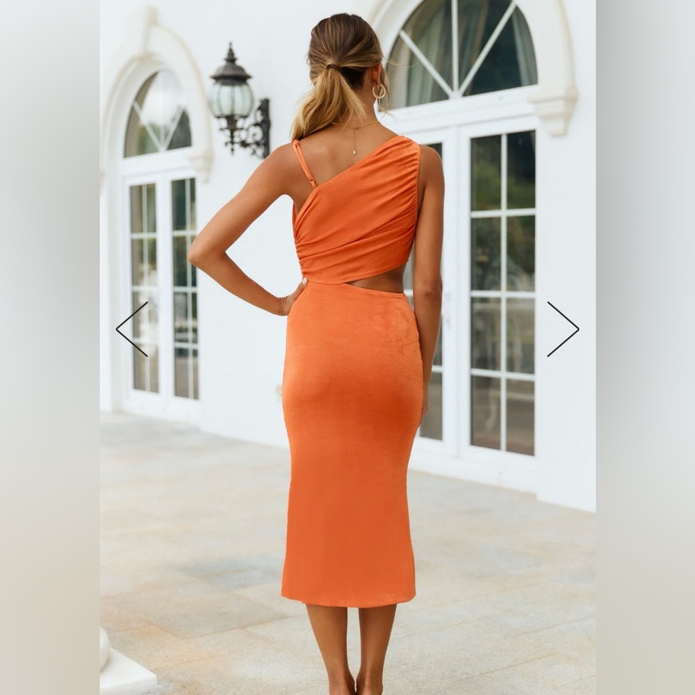 Hello Molly Block It Out Midi Dress Orange US8 - Picture 5 of 5